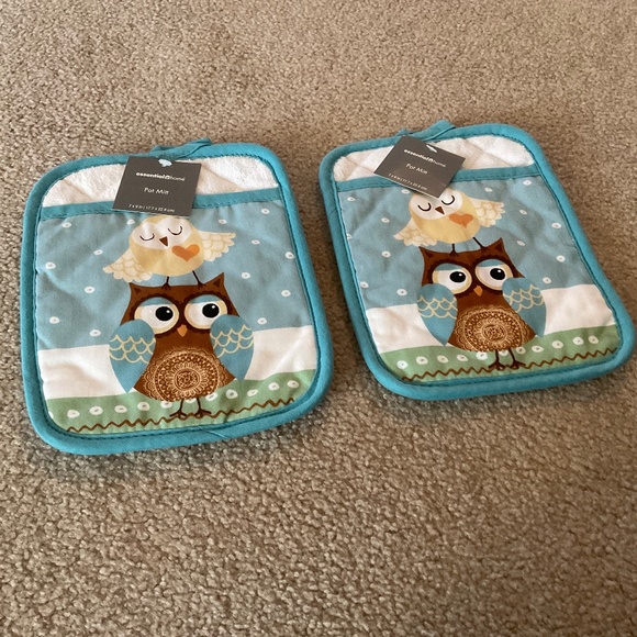 new condition, set of 2, pot mitts with owl cute design - Picture 3 of 4
